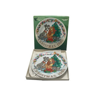 1980 Vintage Walt Disney Lady And The Tramp Christmas Collectors Plate W Box